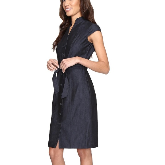 Calvin Klein Dresses & Skirts - Calvin Klein Button Front Denim Sheath Dress Sz 14